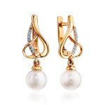 Elegant Gold Pearl Earrings, image 