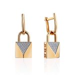 Padlock Design Gold Crystal Transformable Earrings The Roxy, image 