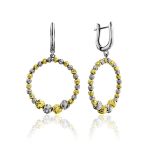 Bicolor Gilded Silver Dangle Hoop Earrings The Sparkling, image 