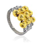 Bicolor Gilded Silver Beaded Ring The Sparkling, Ring Size: 6.5 / 17, image 