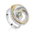 Feather Motif Silver Topaz Ring, Ring Size: 7 / 17.5, image 