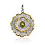 Ornate Flower Design Silver Chrysolite Ring, Ring Size: 9 / 19, image , picture 9