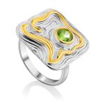 Fabulous Gilded Silver Chrysolite Ring, Ring Size: 8 / 18, image 