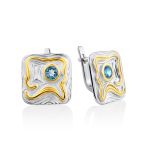 Abstract Design Silver Topaz Earrings, image 
