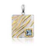Bold Square Silver Topaz Pendant, image 