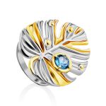 Leaf Design Silver Topaz Ring, Ring Size: 7 / 17.5, image 