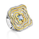 Fabulous Gilded Silver Topaz Ring, Ring Size: 8 / 18, image 