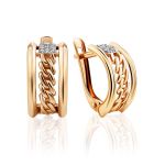 Chain Motif Gold Crystal Earrings, image 