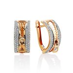 Zipper Design Gold Crystal Statement Earrings, image 
