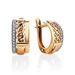 Trendy Chain Motif Gold Crystal Earrings, image 