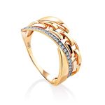 Elegant Chain Motif Gold Crystal Set, Ring Size: 9 / 19, image 