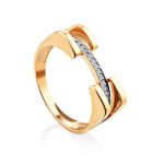 Contemporary Design Gold Crystal Ring, Ring Size: 8 / 18, image 