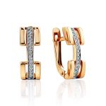 Contemporary Design Gold Crystal Earrings, image 