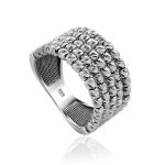 Sophisticated Design Silver Beaded Ring The Sparkling, Ring Size: 6.5 / 17, image 