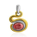 Bright Gilded Silver Rhodonite Pendant, image 