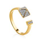 Trendy Open Band Gilded Silver Crystal Ring, Ring Size: 5.5 / 16, image 
