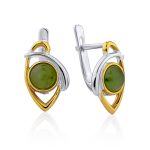 Chic Bicolor Gilded Silver Jade Earrings, image 