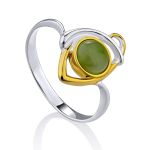 Bicolor Gilded Silver Jade Ring, Ring Size: 6.5 / 17, image 