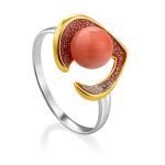 Flamboyant Design Gilded Silver Coral Ring, Ring Size: 8 / 18, image 