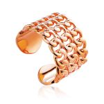 Trendy Rose Plated Silver Interwoven Ring The ICONIC, Ring Size: Adjustable, image 