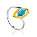 Chic Gilded Silver Turquoise Ring, Ring Size: 8.5 / 18.5, image 