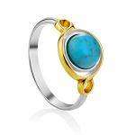 Bicolor Silver Turquoise Ring, Ring Size: 7 / 17.5, image 