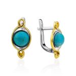 Chic Bicolor Silver Turquoise Earrings, image 