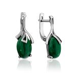 Chic Silver Reconstituted Malachite Earrings, image 
