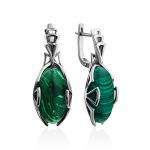Amazing Silver Reconstituted Malachite Earrings, image 