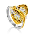 Stingray Motif Gilded Silver Crystal Ring, Ring Size: 8 / 18, image 