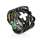 Fabulous Blackened Silver Enamel Stackable Ring The Gothic, Ring Size: 9 / 19, image 