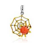 Spider Web Design Gilded Silver Coral Ring, Ring Size: 7 / 17.5, image , picture 7