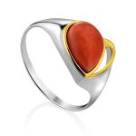 Sleek Gilded Silver Coral Ring, Ring Size: 7 / 17.5, image 
