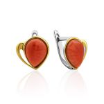 Sleek Gilded Silver Coral Earrings, image 