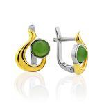 Sleek Gilded Silver Jade Earrings, image 