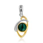 Stylish Gilded Silver Malachite Ring, Ring Size: 6.5 / 17, image , picture 7