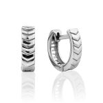 Tire Motif Silver Half Hoop Earrings, image 