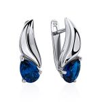 Sleek Silver Blue Crystal Earrings, image 