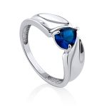 Elegant Silver Blue Crystal Ring, Ring Size: 7 / 17.5, image 