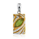 Textured Gilded Silver Jade Pendant, image 