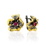 Chic Floral Design Gilded Silver Earrings, image 