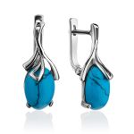 Elegant Silver Reconstituted Turquoise Earrings, image 