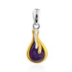 Glossy Gilded Silver Charoite Pendant, image 