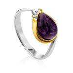Chic Gilded Silver Charoite Ring, Ring Size: 6.5 / 17, image 