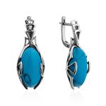 Bright Silver Reconstituted Turquoise Earrings, image 