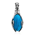 Bright Silver Reconstituted Turquoise Pendant, image 