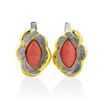 Floral Design Gilded Silver Coral Earrings, image 