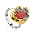 Floral Design Gilded Silver Coral Ring, Ring Size: 9 / 19, image 