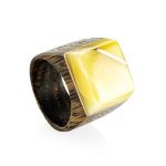 Wood Ring With White Amber The Indonesia, image 