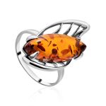 Sterling Silver Cocktail Ring With Cognac Amber The Tropicana, Ring Size: 12 / 21.5, image 